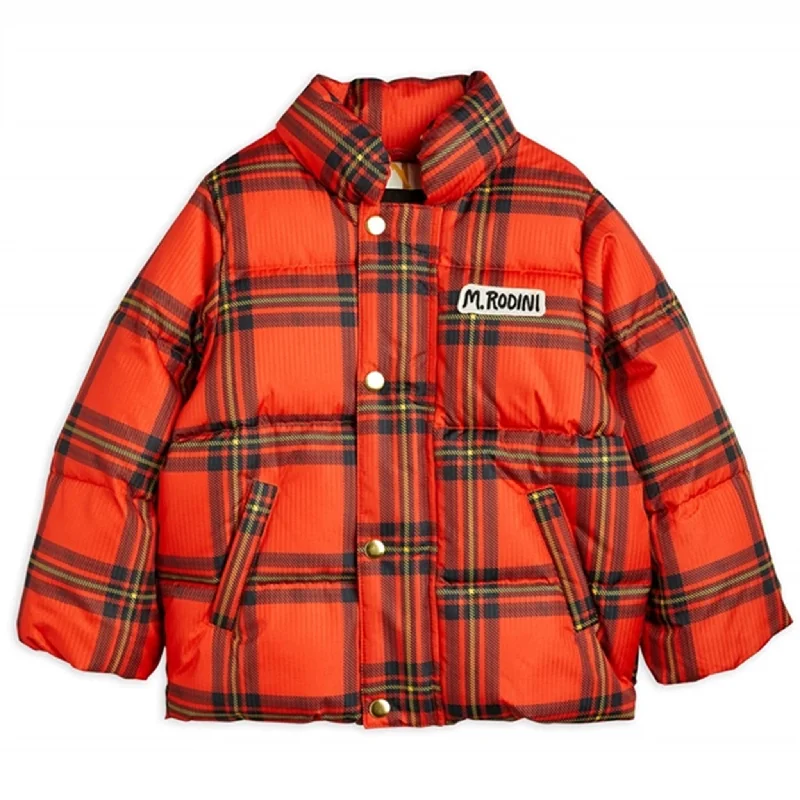 Camping hiking trail creek-Mini Rodini Red Check Puffer Jacket