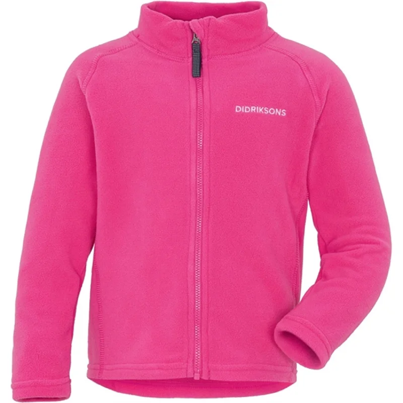 Camping hiking trail spray-Didriksons Monte Plastic Pink Fleece Jacket with Zipper