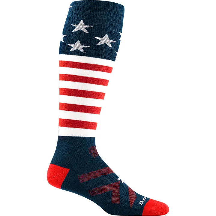 Camping hiking gear edge-Darn Tough Captain Stripe Over-the-Calf Midweight Ski & Snowboard Sock