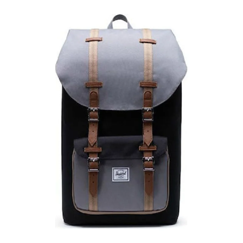 Camping hiking trail ridges-Herschel Unisex Black/Grey/pine bark/Tan 25L Little America Laptop Backpack - 10014-03257