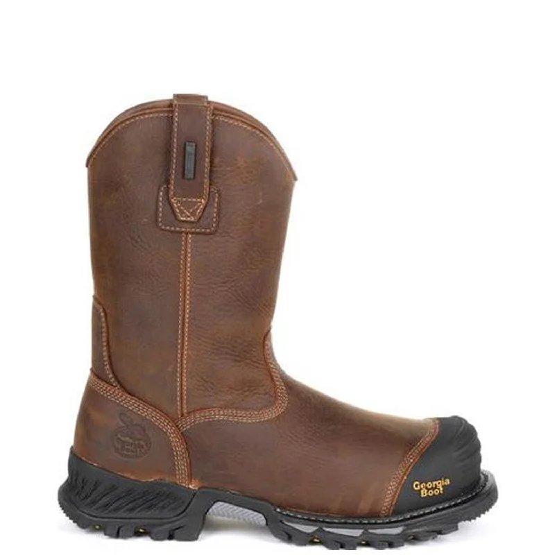 Camping hiking trail creek-Georgia Boot Men's Rumbler 10" Waterproof EH Comp Toe Wellington Work Boot