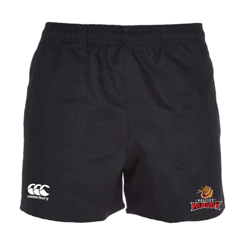 Camping hiking gear lift-Raleigh Rugby Club Canterbury Black Professional Polyester Pocketed Rugby Shorts