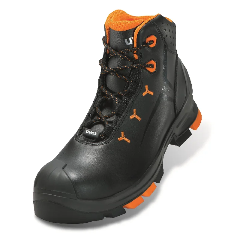 Camping hiking trail rain-Uvex 2 Metal Free Safety Boots - Black & Orange