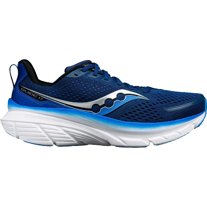 Camping hiking trail climb-Saucony Guide 17 WIDE FIT Mens Running Shoes - Navy