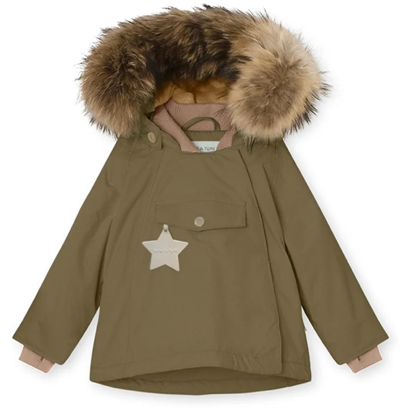 Camping hiking nature flare-MINI A TURE Wang Fleece Fur Winter Jacket Capers Green