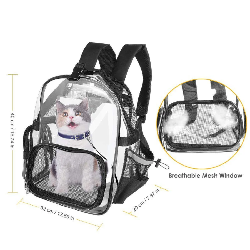 Camping hiking trail blast-pvc china factory custom clear pvc vinyl backpack bag packsack knapsack Animal Puppy knapsack clear rucksack bag for dog pet cat