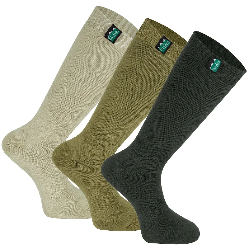 Camping hiking trail fuse-Ridgeline Cotton Work Socks Full Length 3 Pack - Olive Multi