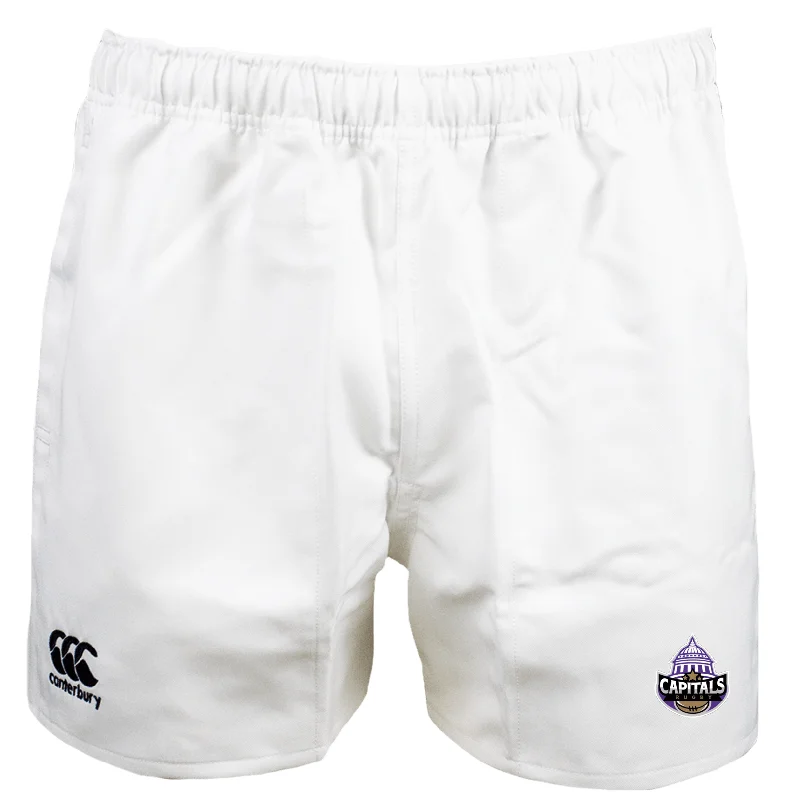 Camping hiking nature cheer-Capitals Rugby NC Canterbury White Professional Polyester Pocketed Rugby Shorts