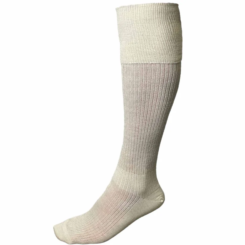 Camping hiking rugged trails-British Navy Thin Wool Long Socks Stockings - White