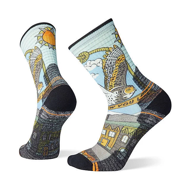 Camping hiking trail haze-Hike Light Cushion Print Crew Socks