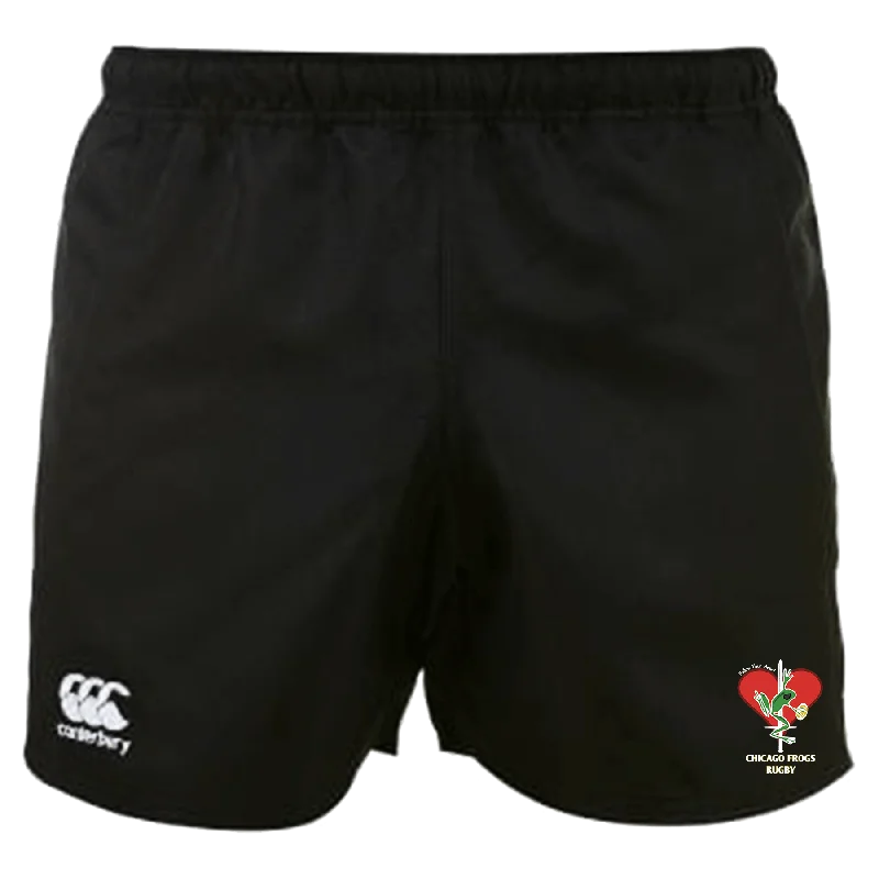 Camping hiking trail fierce-Frogs Canterbury Black Professional Polyester Pocketed Rugby Shorts