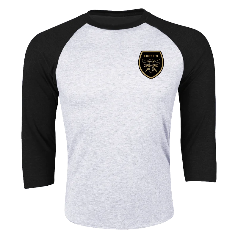 Camping hiking trail hush-Rugby Hive Black ¾ Sleeve Raglan