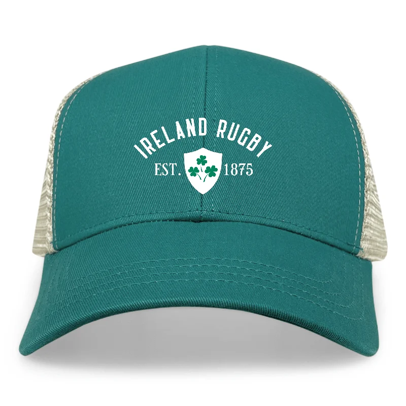 Camping hiking trail hush-Ireland Rugby 1875 White Text Eco Trucker Cap