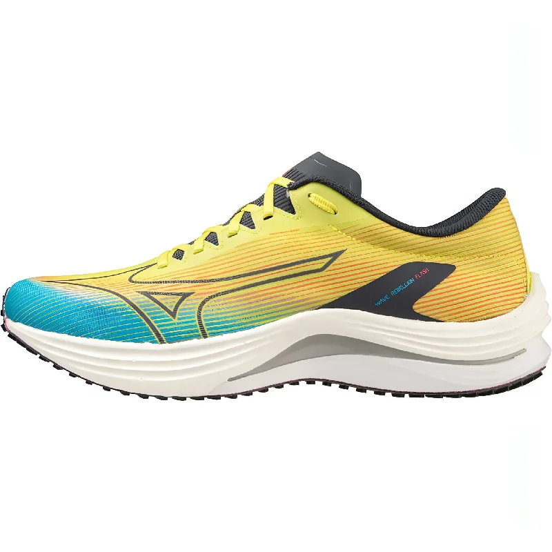 Camping hiking trail broad-Mizuno Wave Rebellion Flash Mens Running Shoes - Yellow