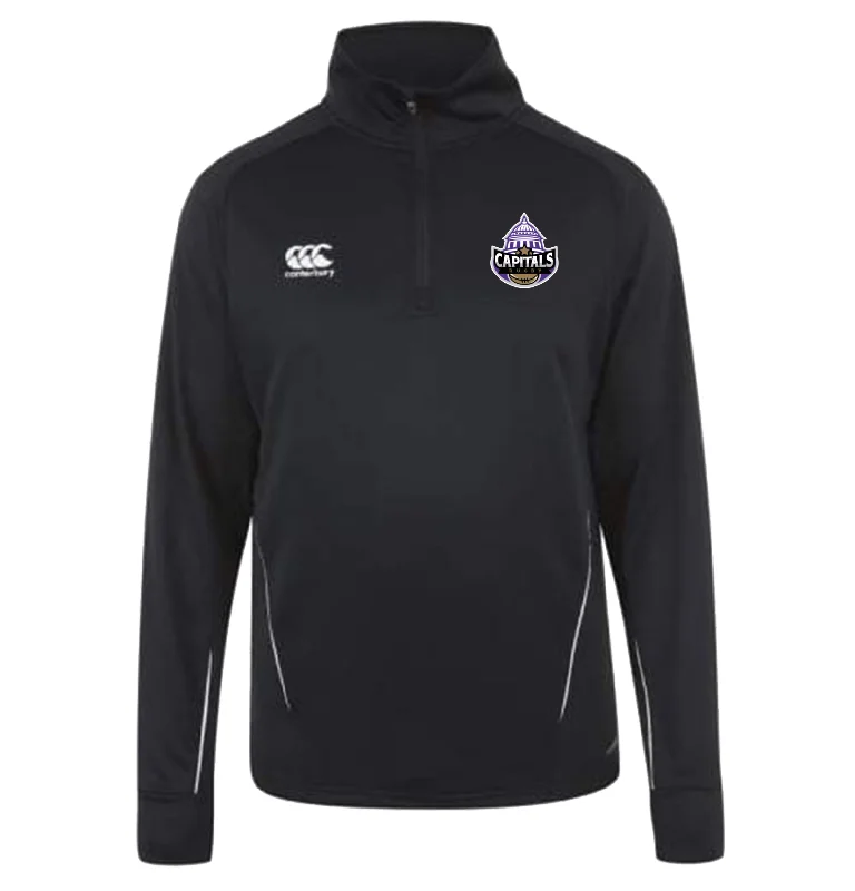 Camping hiking gear selects-Capitals Rugby NC Canterbury Team 1/4 Zip Mid Layer Black Rugby Training Top