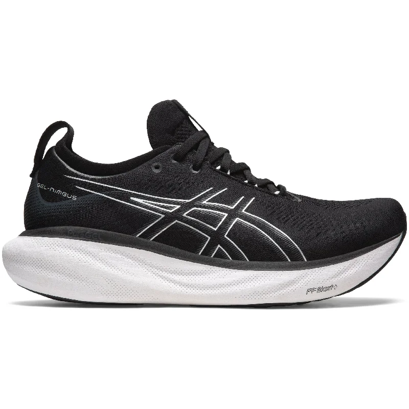 Camping hiking trail merge-Asics Gel Nimbus 25 WIDE FIT (4E) Mens Running Shoes - Black