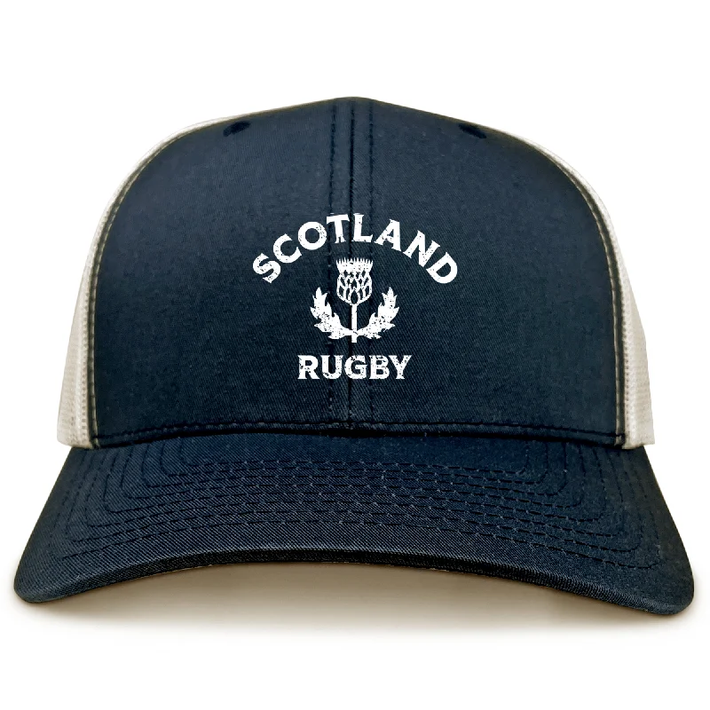 Camping hiking trail vistas-Nations of Rugby Scotland Retro Trucker Cap