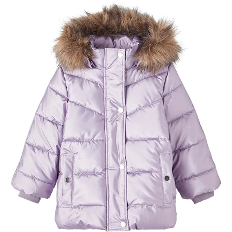 Camping hiking outdoor flare-Name it Lavender Gray Maggy Puffer Jacket