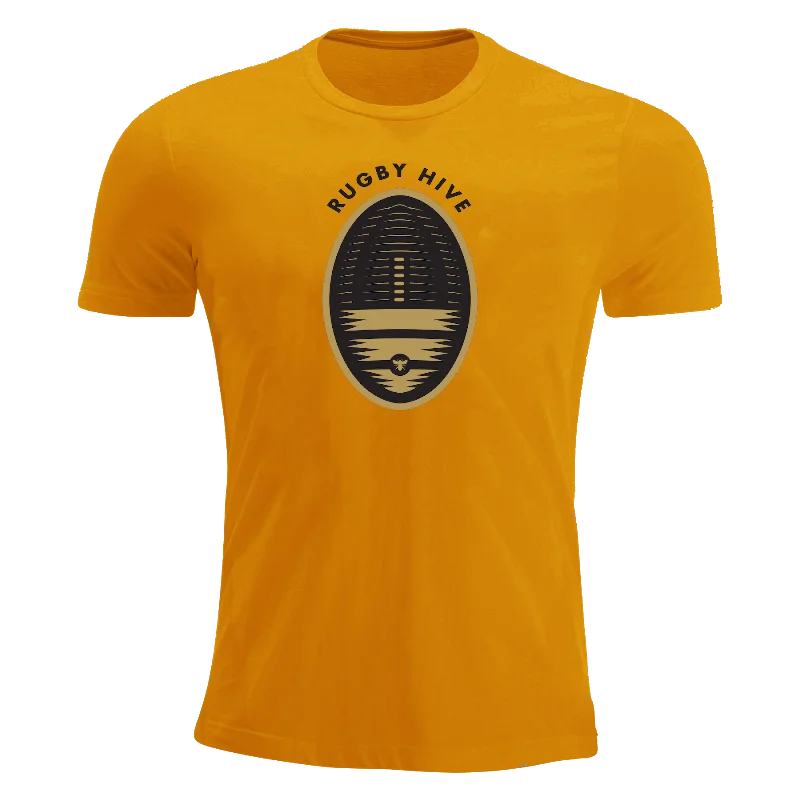 Camping hiking trail cure-Rugby Hive Gold T-Shirt