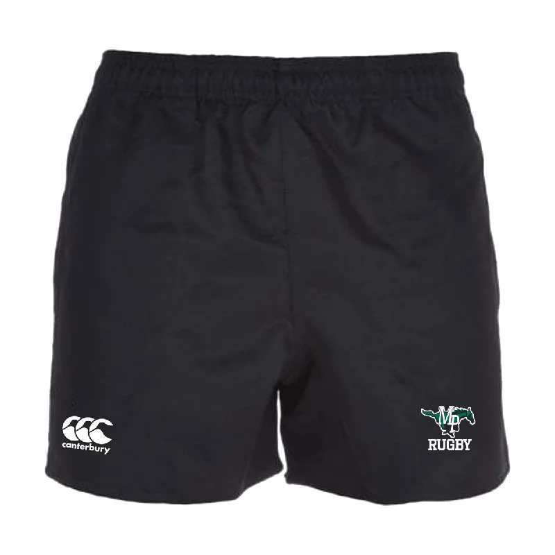 Camping hiking trail thick-Myers Park Rugby Canterbury Black Professional Polyester Pocketed Rugby Shorts