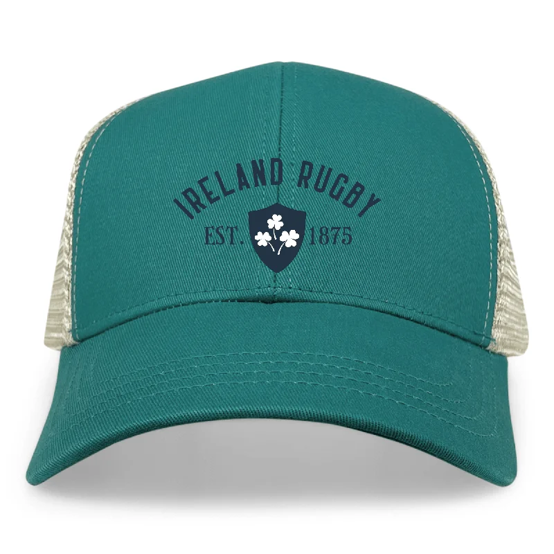 Camping hiking gear grabs-Ireland Rugby 1875 Navy Text Eco Trucker Cap