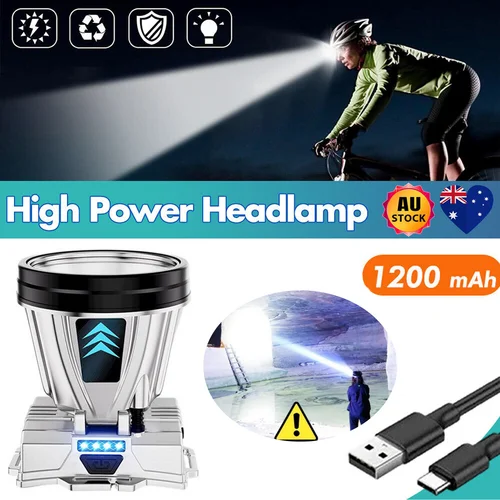 portable camping power bins-1200 MAH Super Bright Rechargeable High Power Headlamp German XPG-High-Power Powerful