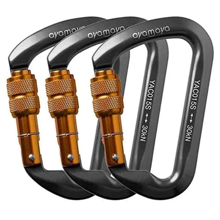 durable camping light holders-AYAMAYA 30kN Climbing Carabiner (3 Pack)