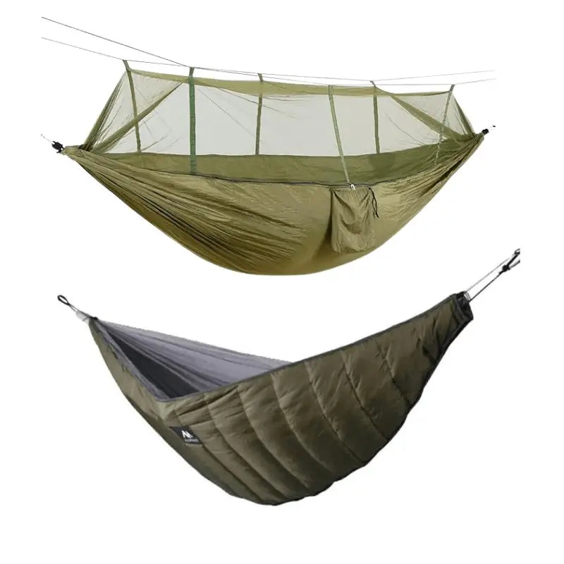 collapsible camping drink holders-Camping Hammock + Premium Underquilt Bundle