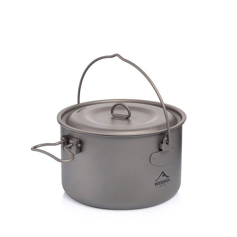 Camping hiking gear wave-Camping Tableware Titanium Cookware set tourism cauldron Outdoor Cooking Pot Picnic Kitchen Hiking Trekking