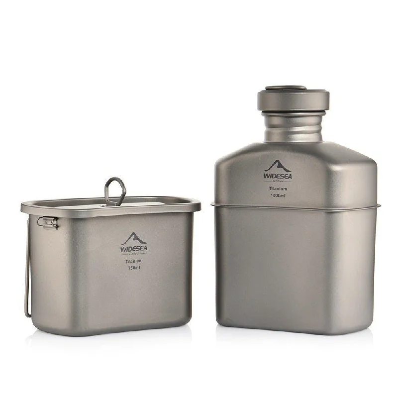 Camping hiking gear cheer-Camping Titanium Dinner Lunch Box Set Outdoor Bottle Cookware Cup Travel Tableware Bowler Tourist Kitchen Pot Equipment