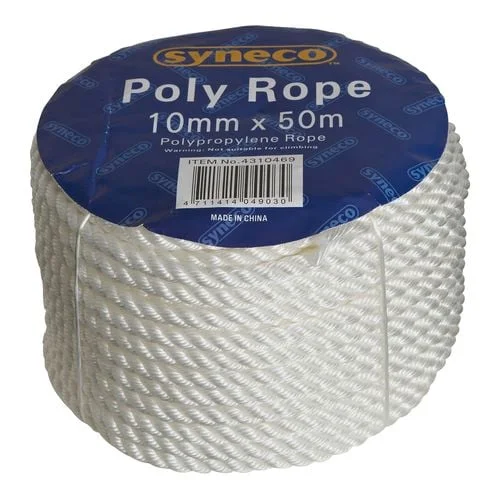 anti-slip camping chair bins-Rope Syneco 10mm x 50m White Polypropylene Rope