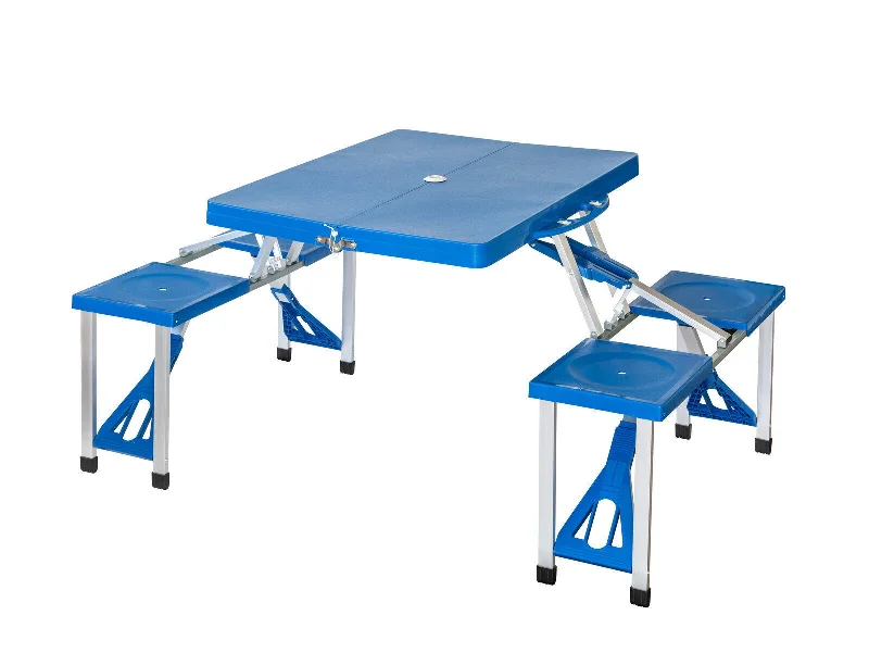 high-performance camping head bins-Foldable Lightweight 4-seater Camping Table Set - Blue