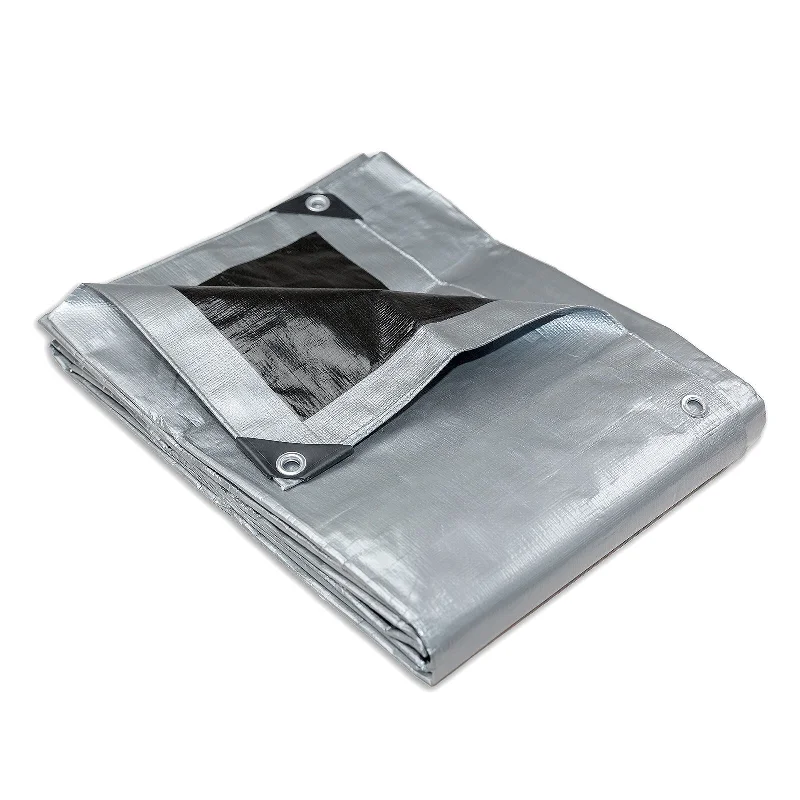 breathable camping sleep cushions-Heavy Duty Silver Black Tarp Tarpaulin 2.4x3m