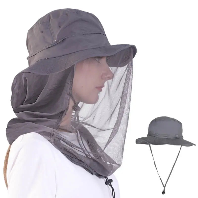 waterproof camping gear bins-Mosquito Net Hat with Neck Face Cover for Men Women Sun Hat