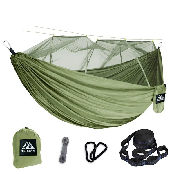 insulated camping drink holders-TERRAN Camping Hammock with Mosquito Net