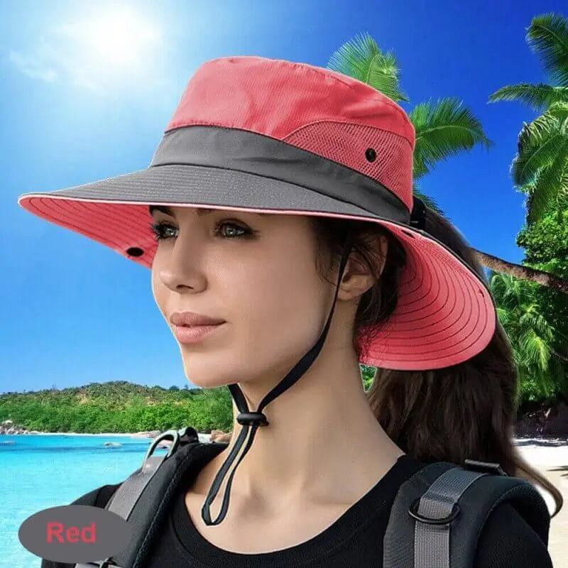 durable camping light bins-Women's Ponytail Summer Sun Hat UV Protection